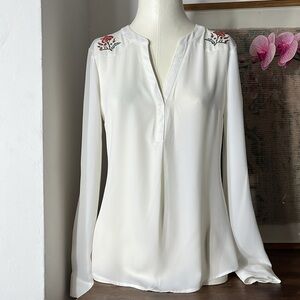 White Embellished Long Sleeve Blouse